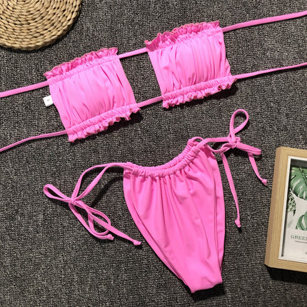 Frill Trim Ruched Bikini Set - Image 17