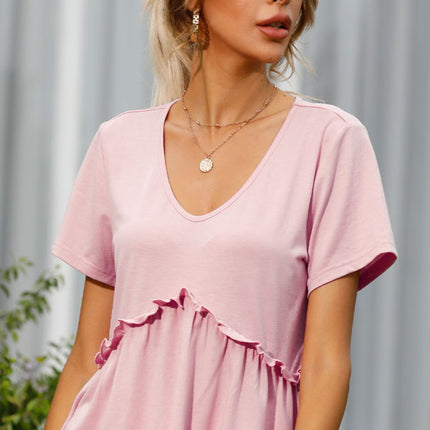 Shiny Frill Trim Short Sleeve Tee - Image 2