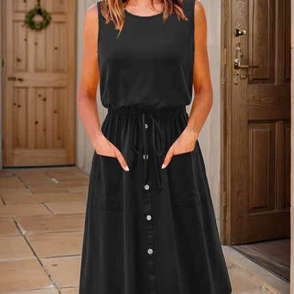 Full Size Round Neck Sleeveless Tank Dress Plus Size - Image 8