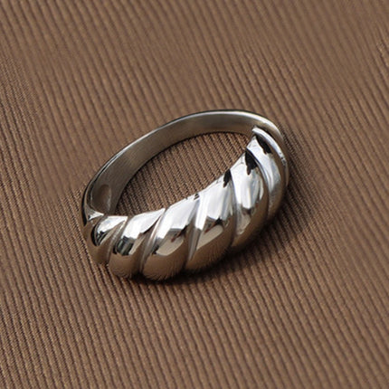 Ribbed Titanium Steel Ring - Image 4