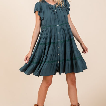 Mittoshop Lace Detail Ruffled Button Down Tiered Dress - Image 6