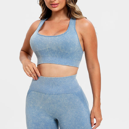 3 Piece Washed Square Neck Wide Strap Active Set - Image 5