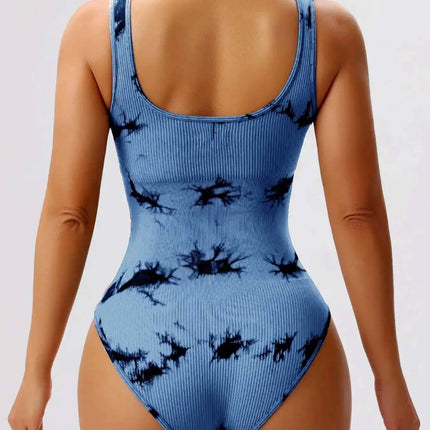 Tie-Dye Scoop Neck Wide Strap Active Bodysuit - Image 2