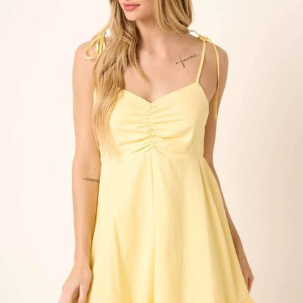 Mittoshop Ruched Detail Spaghetti Tie Mini Dress - Image 1