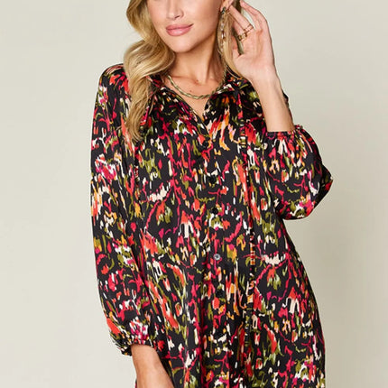 Double Take Full Size Printed Button Up Long Sleeve Shirt - Image 12