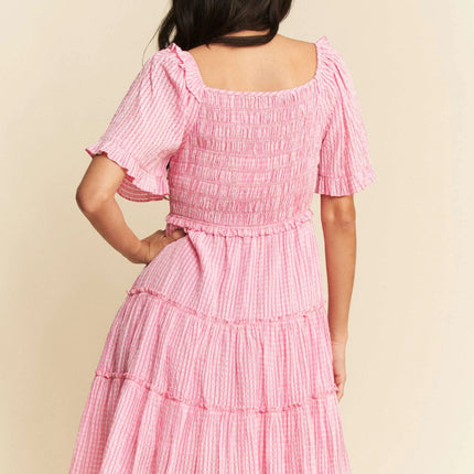 Davi & Dani Jacquard Checker Smocking Tiered Dress - Image 4