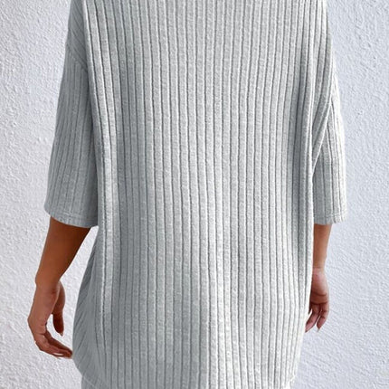 Round Neck Ribbed Top and Shorts Lounge Set - Image 7