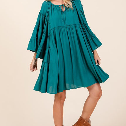 Mittoshop Frill Tie Neck Bell Sleeve Dress - Image 5