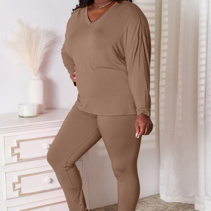 Basic Bae Full Size V-Neck Soft Rayon Long Sleeve Top and Pants Lounge Set - Image 17