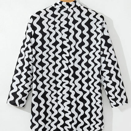 Button Down Contrast Striped Cover-Up - Image 7