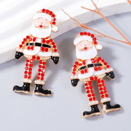 Alloy Rhinestone Santa Earrings - Image 3