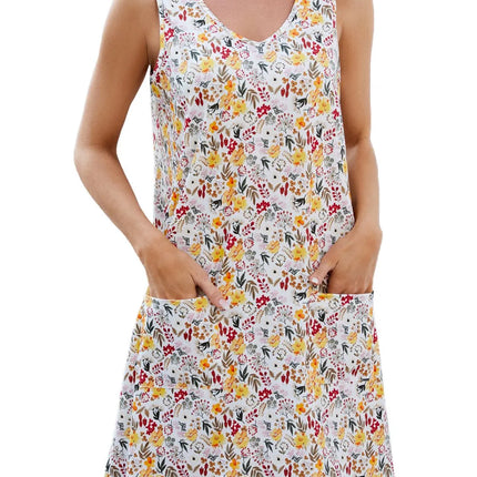 Printed V-Neck Sleeveless Mini Dress with Pockets - Image 19