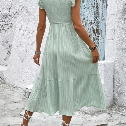 V-Neck Ruffled Cap Sleeve Dress - Image 6