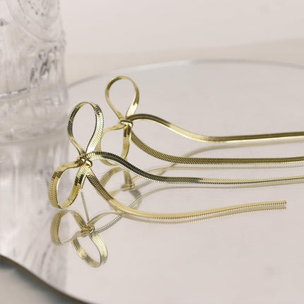 Stainless Steel Bow Bar Earrings - Image 3