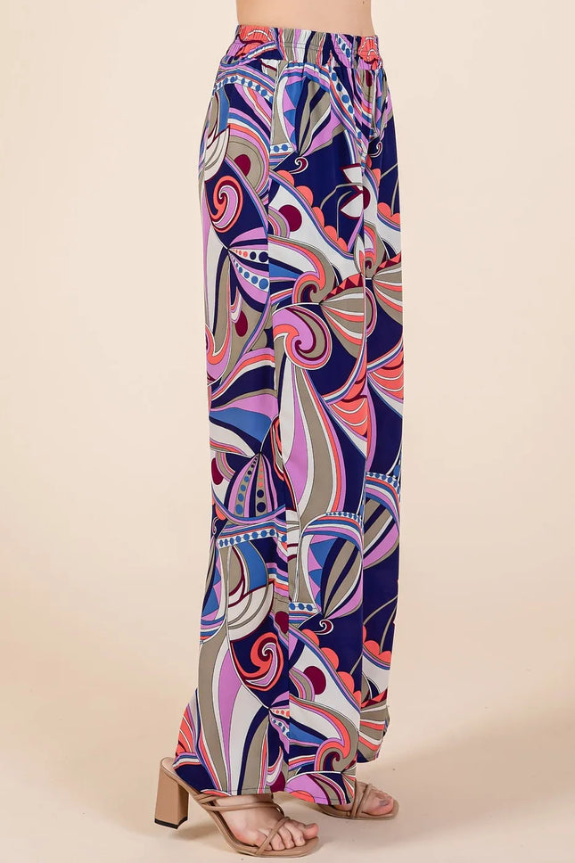 Mittoshop Abstract Print Elastic Waist Wide Leg Pants
