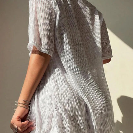 Open Front Half Sleeve Top and Shorts Cover Up Set - Image 2