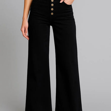 Mittoshop Twill High Waisted Button Fly Wide Leg Pants - Image 2