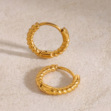 18K Gold-Plated Stainless Steel Huggie Earrings - Image 3