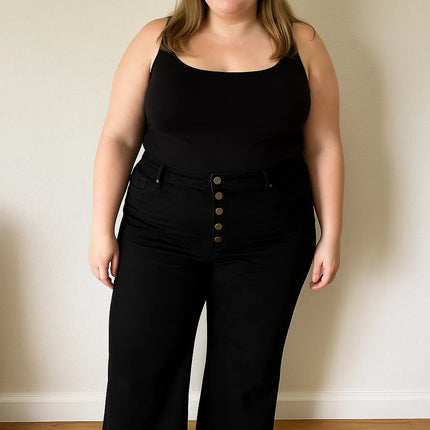 Mittoshop Twill High Waisted Button Fly Wide Leg Pants - Image 10