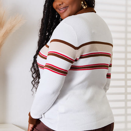 Basic Bae Striped Collared Neck Rib-Knit Top - Image 6