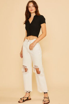 Annie Wear Distressed Raw Hem Jeans - Image 3