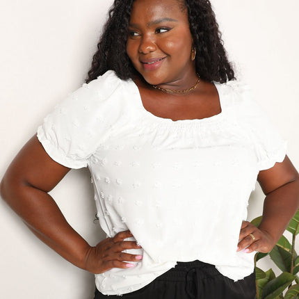 Mandy Swiss Dot Puff Sleeve Square Neck Blouse - Image 6