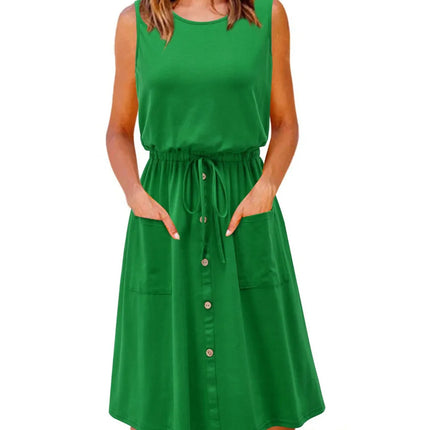 Full Size Round Neck Sleeveless Tank Dress Plus Size - Image 19