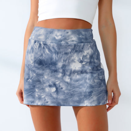 Quick-Dry Tie-Dye Wide Waistband Active Tennis Skirt - Image 3