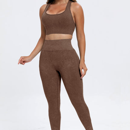 3 Piece Washed Square Neck Wide Strap Active Set - Image 25