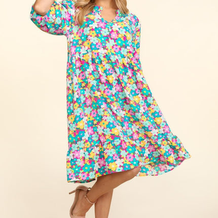 Haptics Bubble Sleeve Floral Ruffled Dress - Image 4