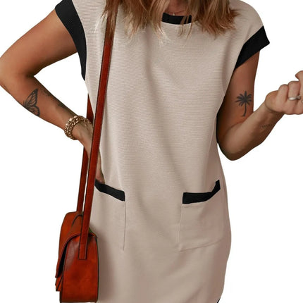 Round Neck Cap Sleeve Mini Dress - Image 8