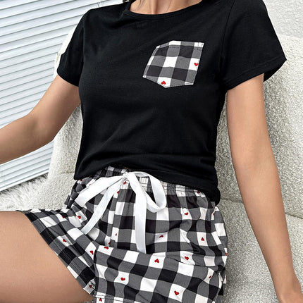 Plaid Heart Top and Shorts Lounge Set - Image 7