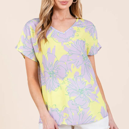 BOMBOM Floral Short Sleeve T-Shirt - Image 1