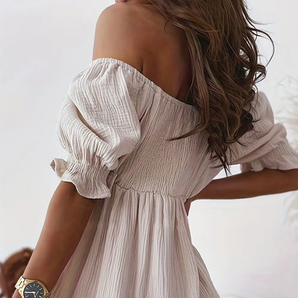 Full Size Ruffled Off-Shoulder Short Sleeve Dress - Image 11