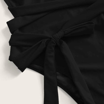 Halter Neck Deep V Tied One-Piece Swimsuit - Image 11