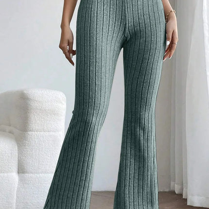 Basic Bae Full Size Ribbed High Waist Flare Pants - Image 17