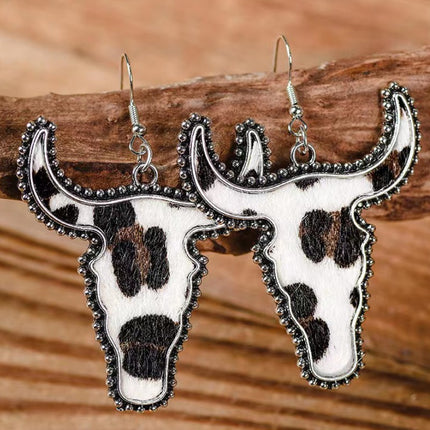 Alloy Animal Print Cow Head Earrings - Image 11