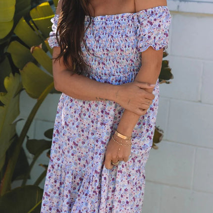 Tiered Floral Shirred High Waist Maxi Dress - Image 6