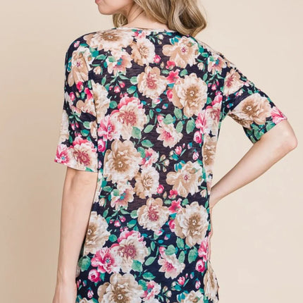 BOMBOM Floral Round Neck T-Shirt - Image 2