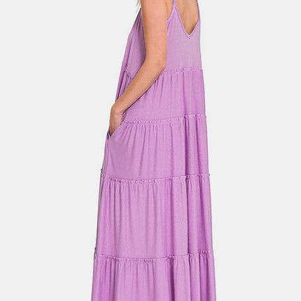 Zenana Frill Tiered V-Neck Maxi Cami Dress - Image 3