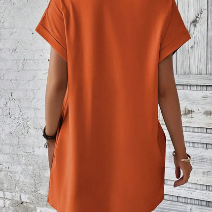 Round Neck Short Sleeve Mini Dress - Image 15