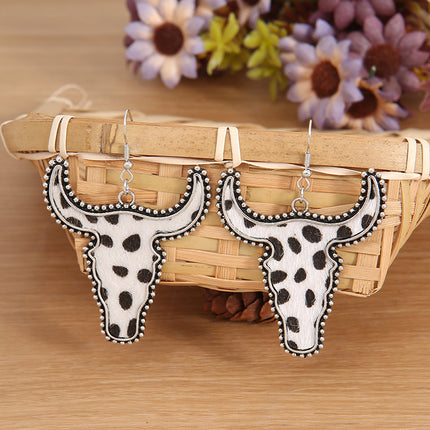 Alloy Animal Print Cow Head Earrings - Image 8