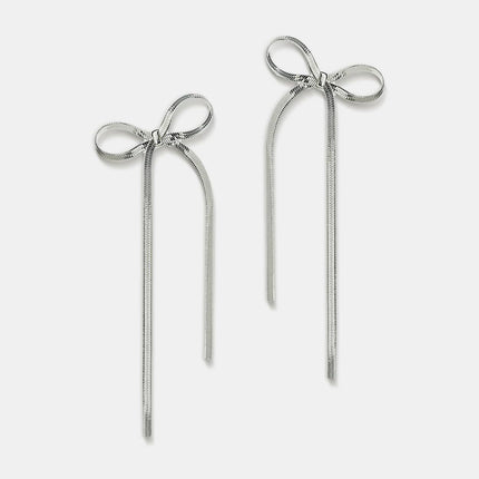 Stainless Steel Bow Bar Earrings - Image 7