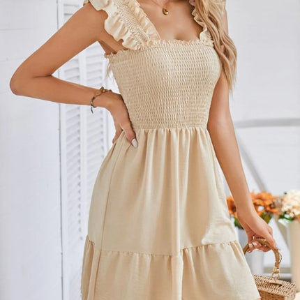 Smocked Square Neck Wide Strap Dress - Image 4