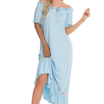 Lace Detail Short Sleeve Lounge Dress - Image 4