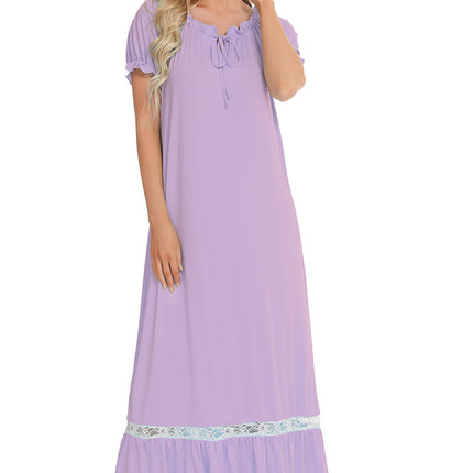 Lace Detail Short Sleeve Lounge Dress - Image 32