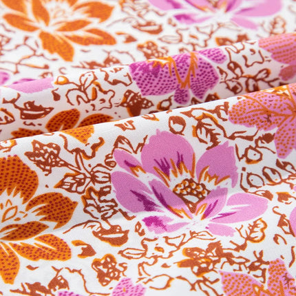 Floral Square Neck Knotted Ruffle Midi Dress - Image 12