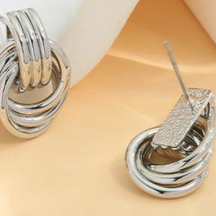 Gold-Plated Knotted Stud Earrings - Image 3