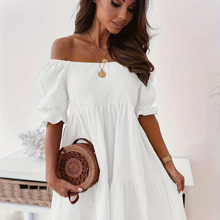 Full Size Ruffled Off-Shoulder Short Sleeve Dress - Image 24