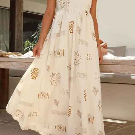 Cutout Back Printed Square Neck Maxi Cami Dress - Image 9